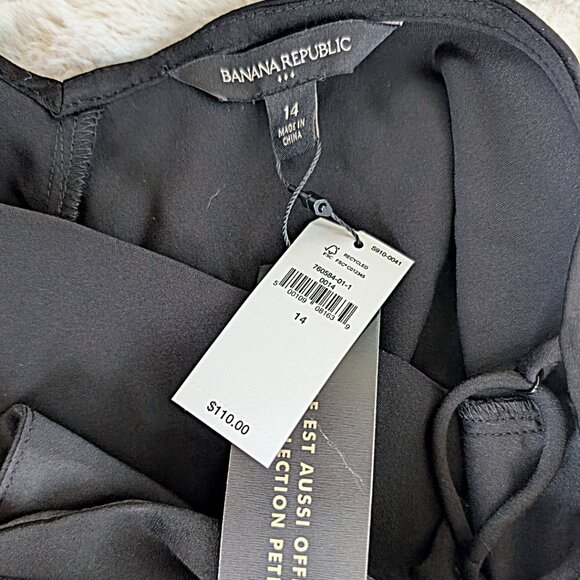 NWT Banana Republic Asymmetrical Seam Midi Slip Dress Black Size 14 - Picture 4 of 4